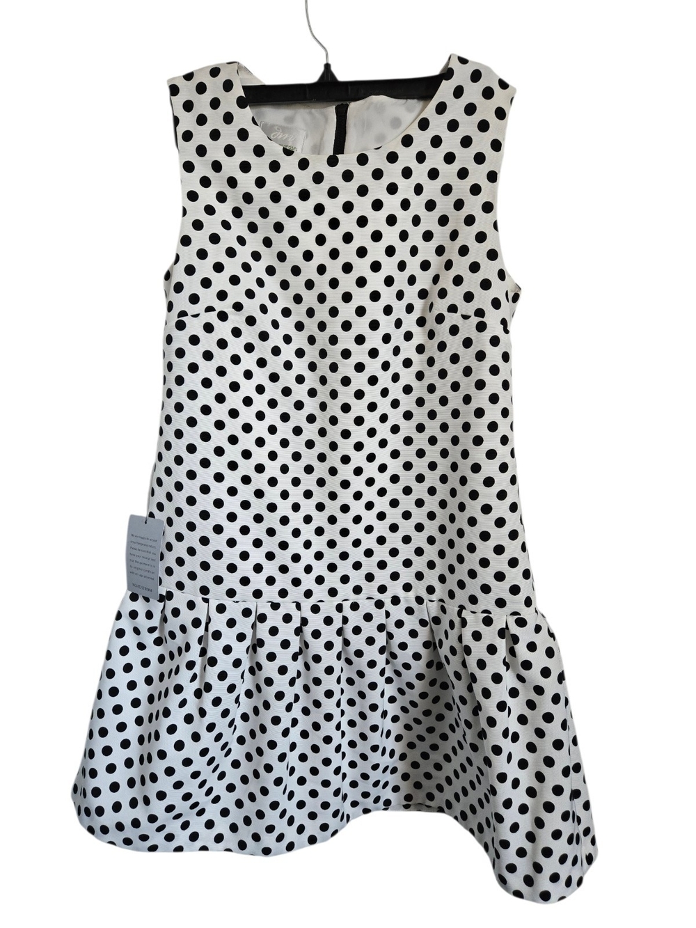 Donna Morgan Black & White Polka Dot Sleeveless Drop-Hem Dress